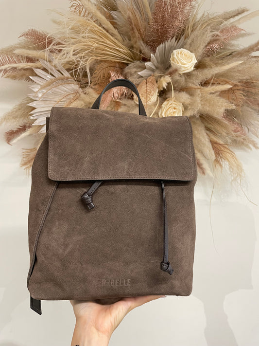 Rebelle Chocolate Genuine Suede Backpack