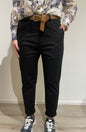 Pantalone in cotone con cintura Tensione In nero