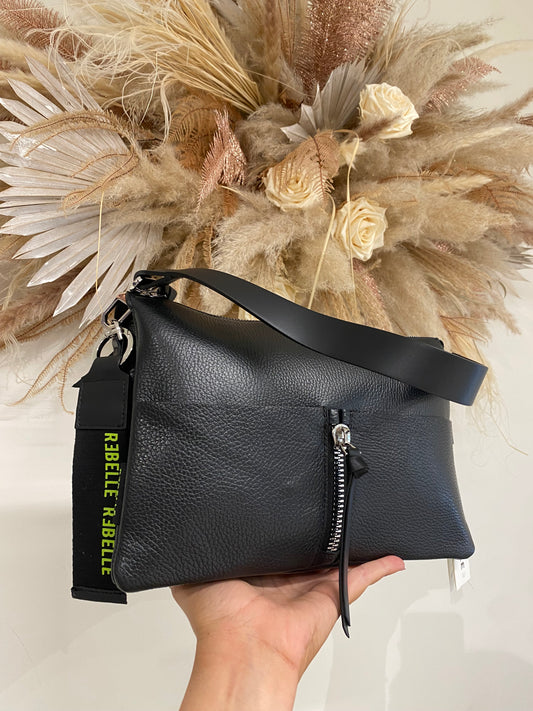 Borsa a spalla in vera pelle Rebelle nero