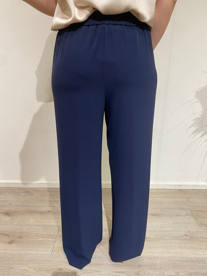 Pantalone palazzo fluido Kontatto blu navy