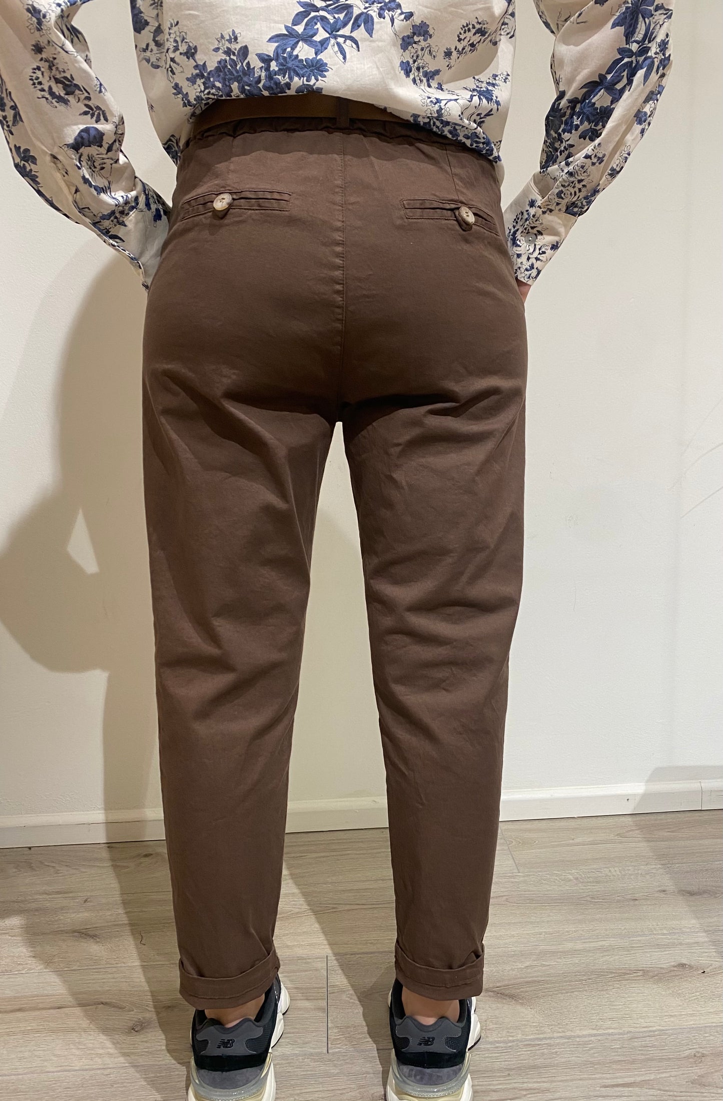 Pantalone in cotone con cintura Tensione In cioccolato