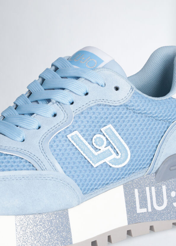 Sneakers platform glitter LiuJo azzurro
