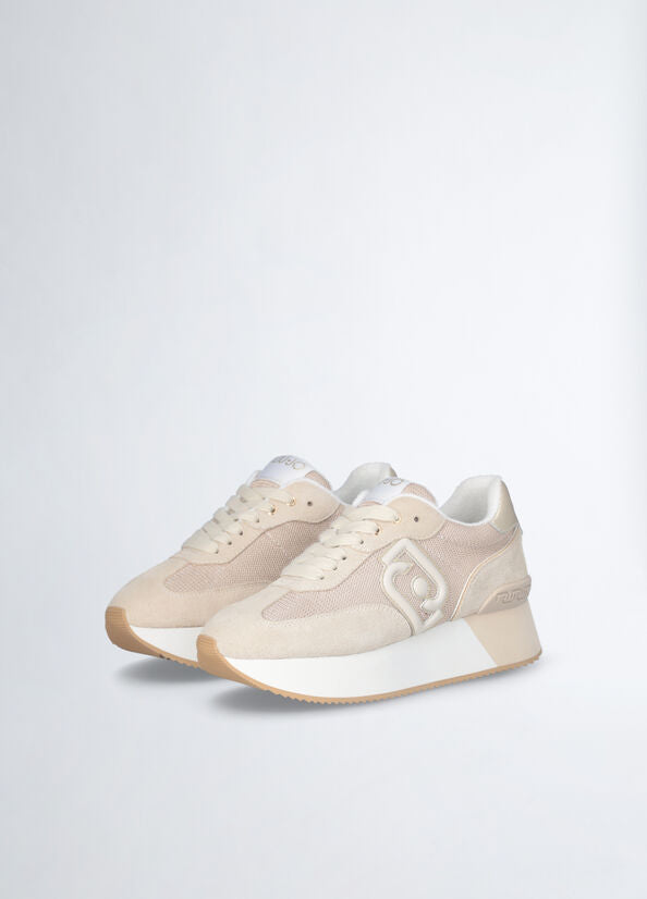 Sneakers platform con logo Liu Jo beige