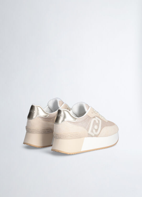Sneakers platform con logo Liu Jo beige