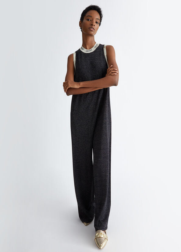 Tuta jumpsuit in maglia lurex liujo nero