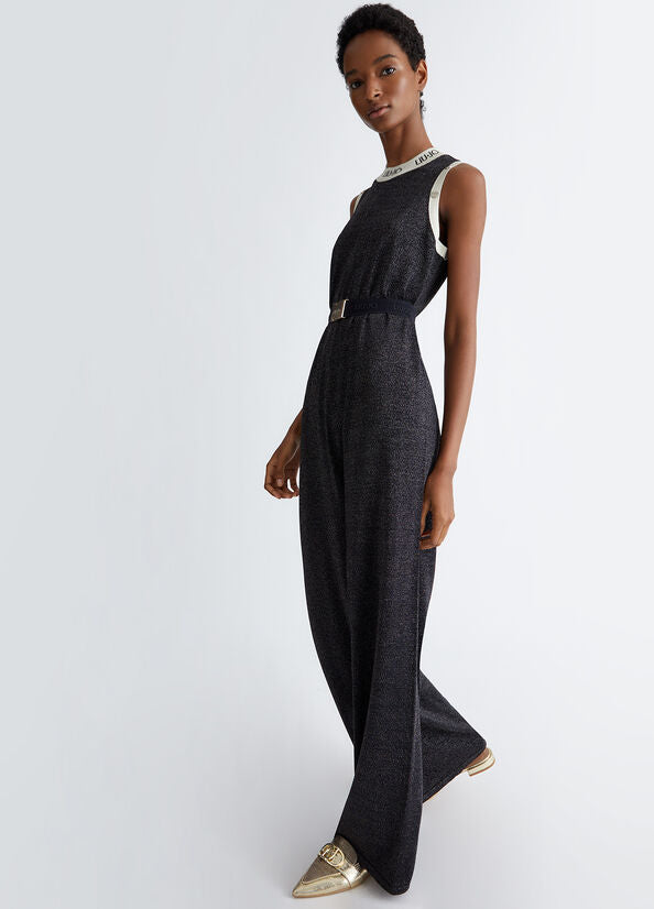 Tuta jumpsuit in maglia lurex liujo nero