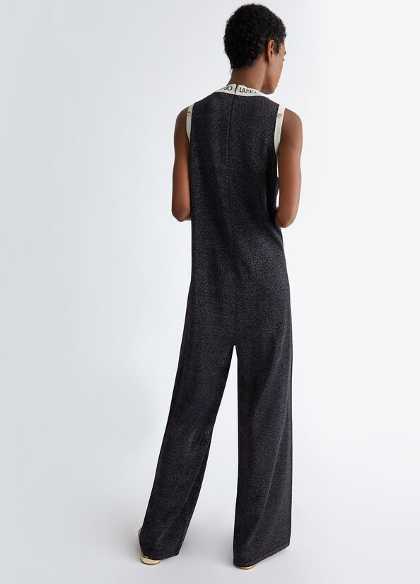 Tuta jumpsuit in maglia lurex liujo nero