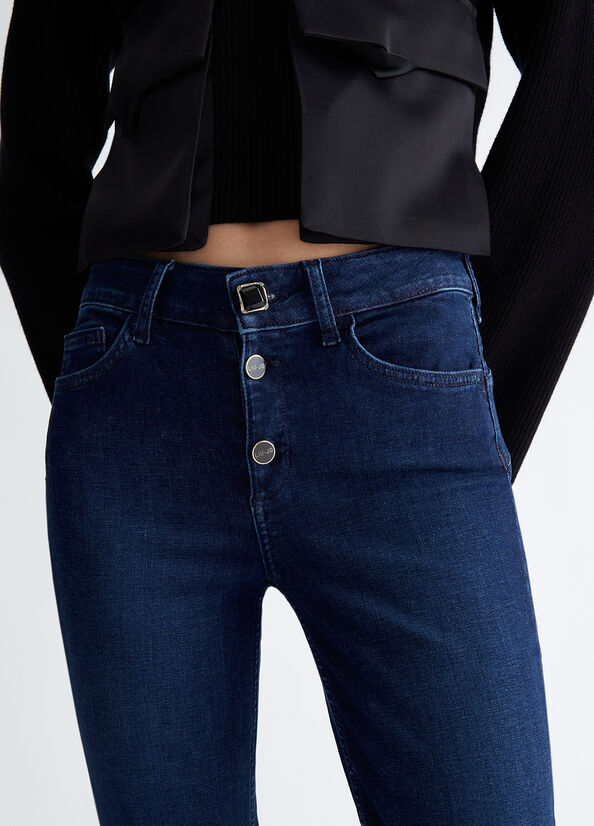 Jeans skinny Monroe con bottoni gioiello Liu Jo blu