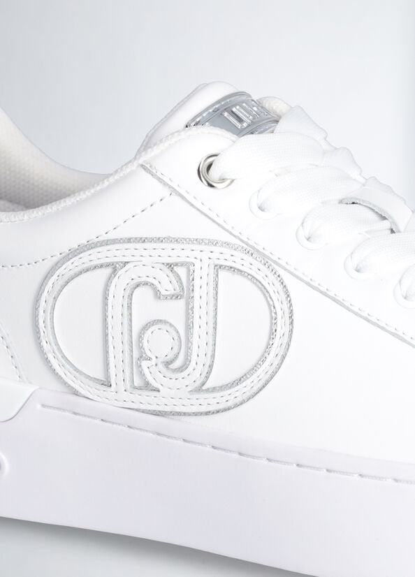 Sneakers in pelle con maxi logo LiuJo bianco