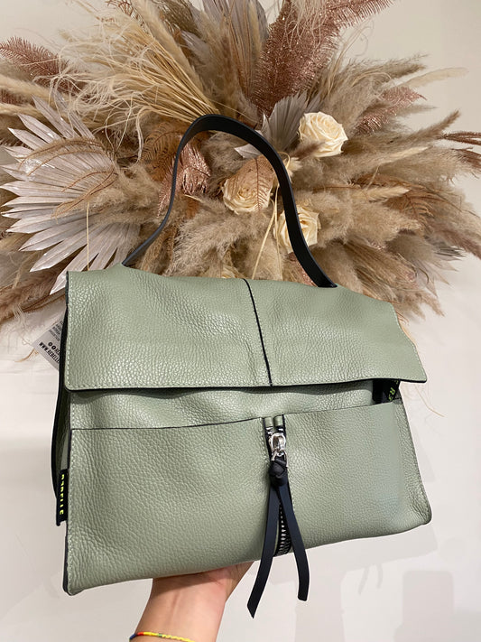 Borsa a spalla vera pelle Rebelle verde pistacchio