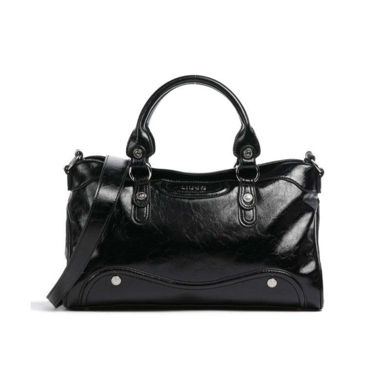 Borsa Due Manici stile Balenciaga con Tracolla Liu Jo Nero lucido