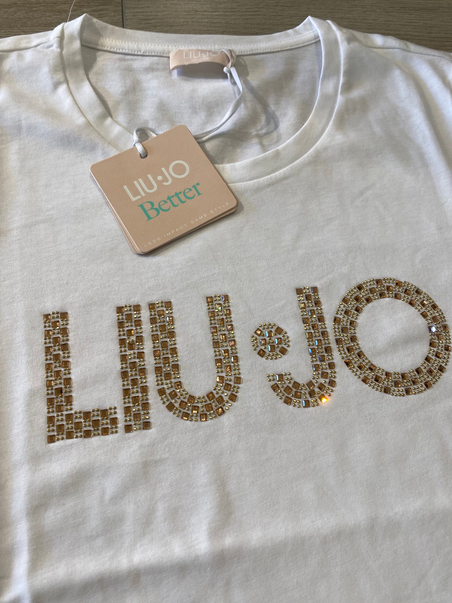 T-shirt con logo strass LiuJo bianco