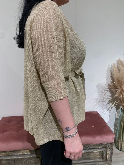 Kimono in maglia traforata Kontatto oro