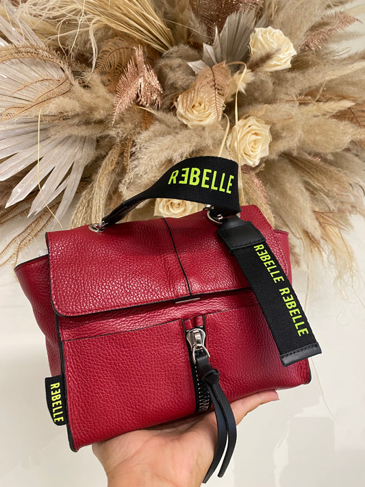 Borsa a tracolla vera pelle Rebelle rosso