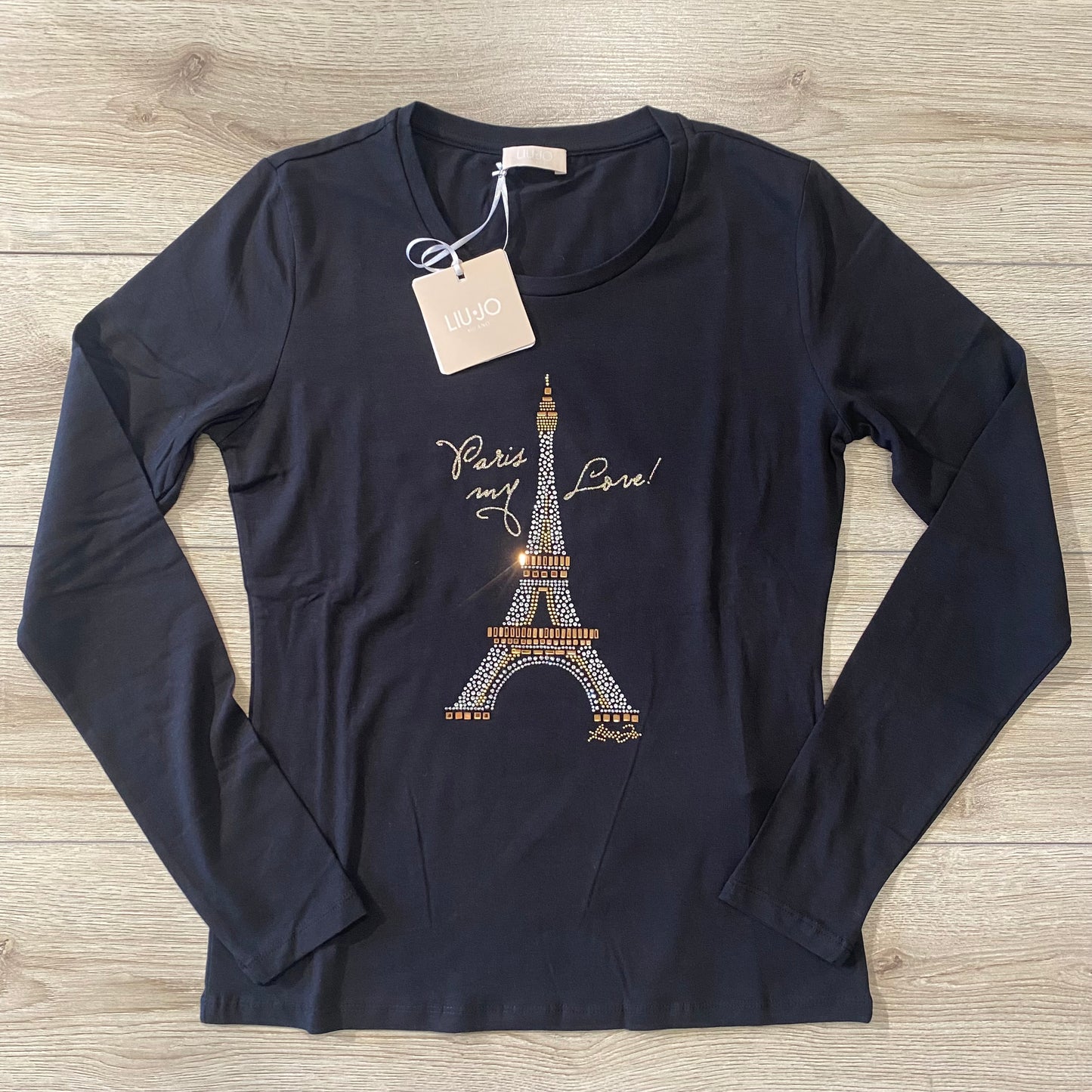 T-shirt Paris con strass LiuJo nero