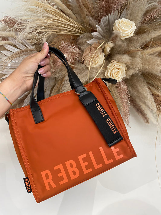 Mini shopping bag in nylon con tracolla Rebelle arancio