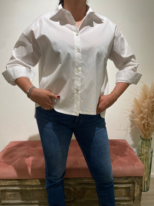 Camisa Susy Mix algodón plisada blanca