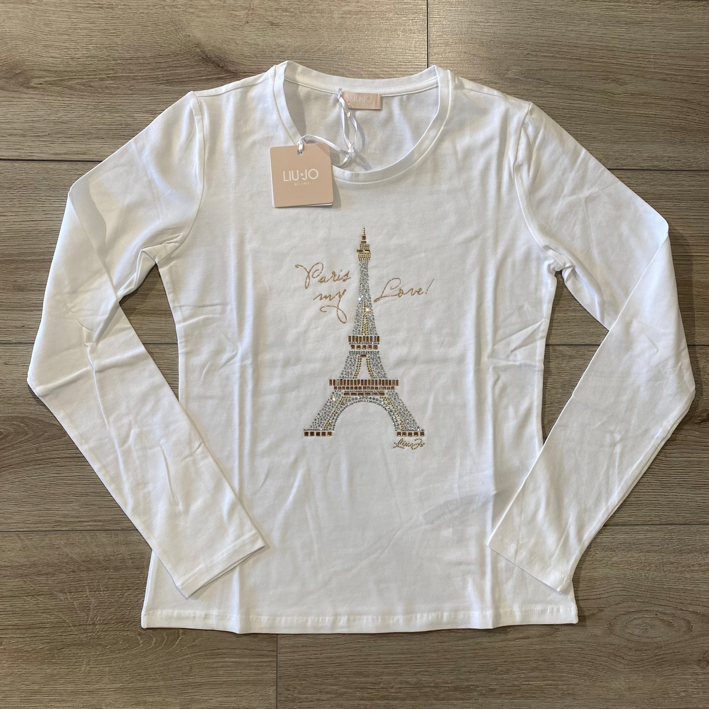 T-shirt Paris con strass LiuJo bianco