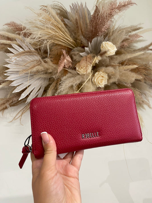 Rebelle Red Genuine Leather Zip Around Wallet