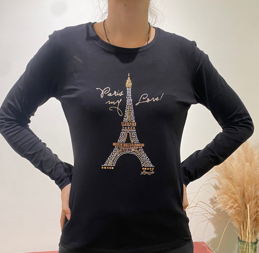 T-shirt Paris con strass LiuJo nero