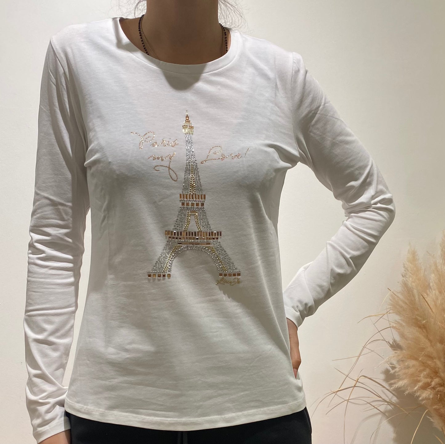 T-shirt Paris con strass LiuJo bianco