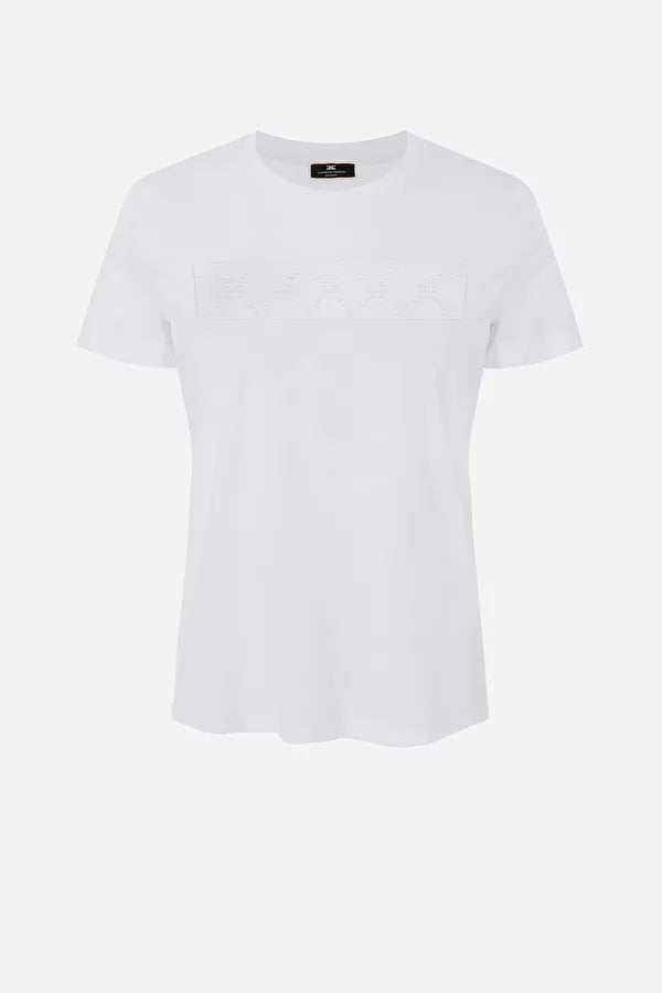 t-shirt a girocollo Elisabetta Franchi motivo Trasparente Bianco