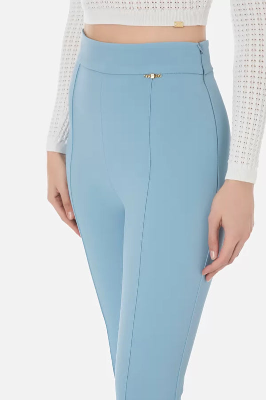 Pantalone in doppio crepe stretch dalla vestibilità aderente Elisabetta Franchi Carta da zucchero